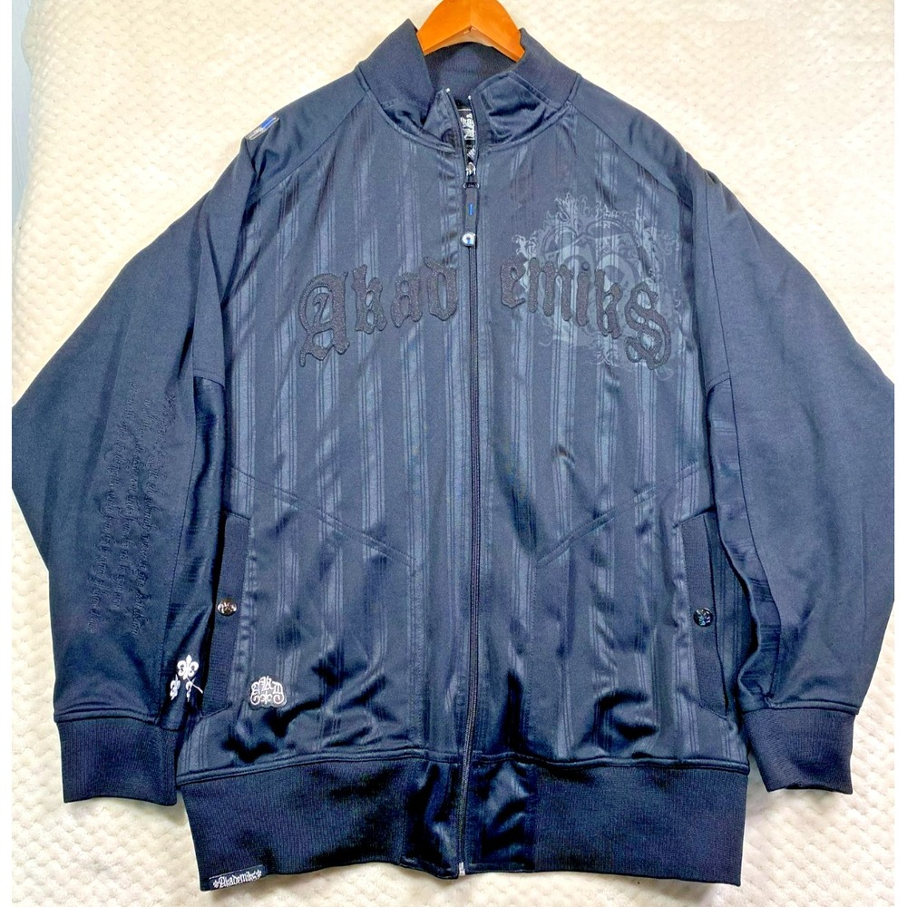 Akademiks 2XL Black Zip-up Jacket Embroidered Y2K Men's